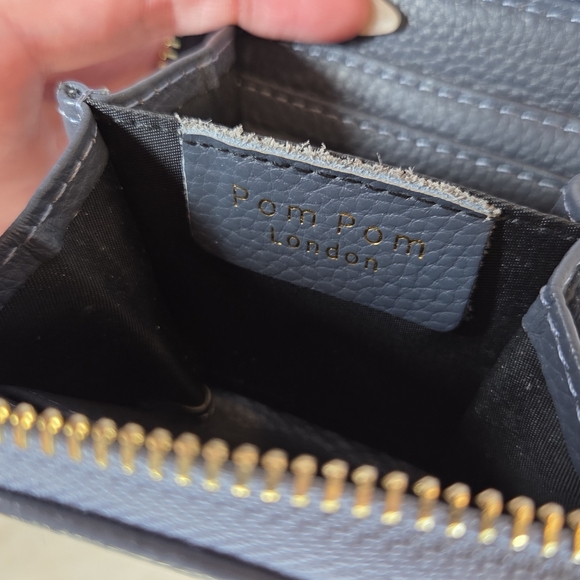 Pom Pom London Navy Textured Wallet with Gold Zipper - Picture 6 of 7